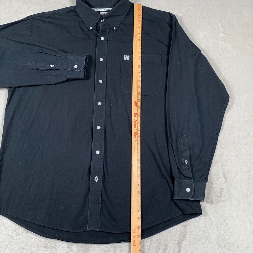 Cinch Button Down Shirt Men Large Black Long Sleeve Western Cotton Pocket Casual - Picture 3 of 7
